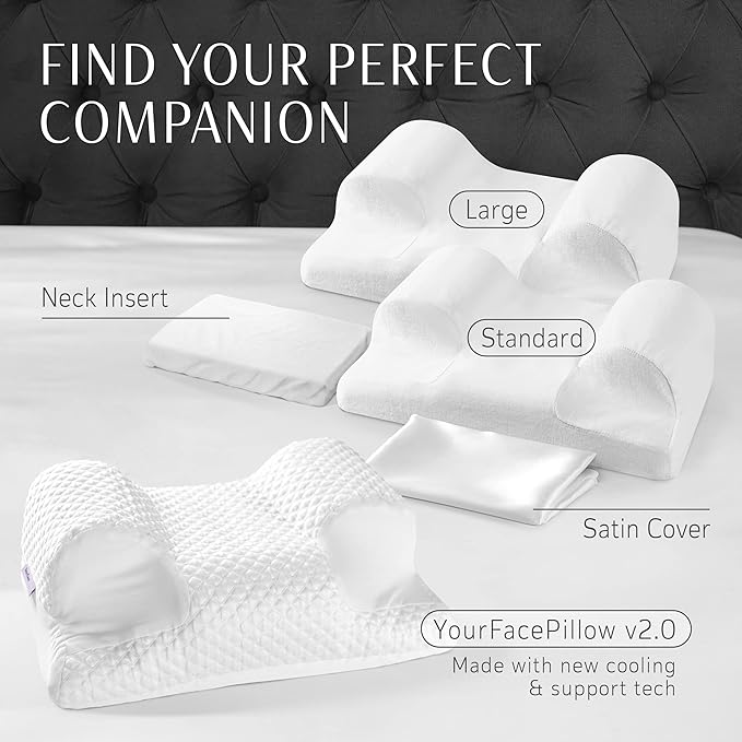 YourFacePillow- Back Sleeper Beauty Pillow, Cervical Neck Pillow, Patented Contour Memory Foam Pillow, Ergonomic Neck, Back and Shoulder Support. Back Sleeping Reduces Pressure on Skin - Large-VivaGrace Women