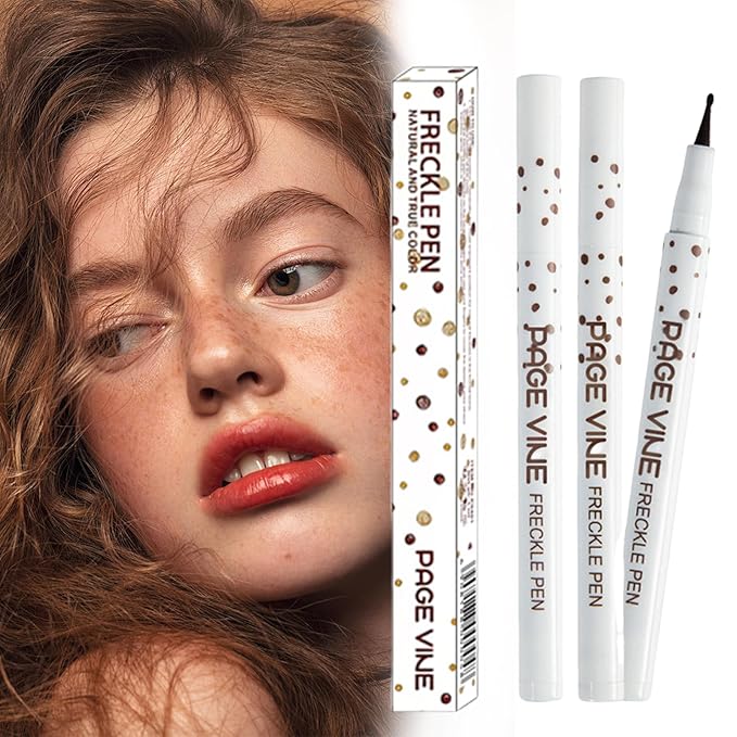 2 Pack Freckle Pen,Liquid Face Fake Freckles Makeup Pen to Create Natural Freckle Makeup and Freck beauty,Fake Freckles Waterproof for Lifelike Sunkissed Makeup,Mole Pen (01Light+02Medium)-VivaGrace Women