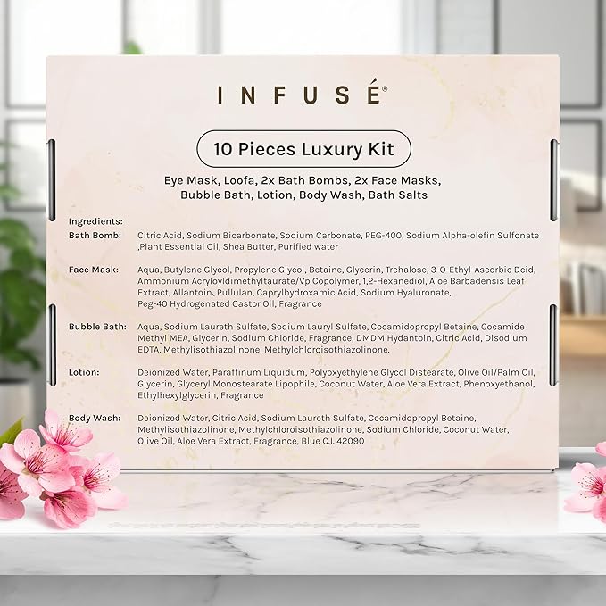 10-Piece Spa Gift Box for Women | Self-Care Set with Eye Mask, Loofa,Bath Bombs,Face Masks,Bubble Bath, Lotion, Body Wash & Bath Salt | Gift for Mom, Grandma, Wife, Bridesmaid or Loved Ones-VivaGrace Women