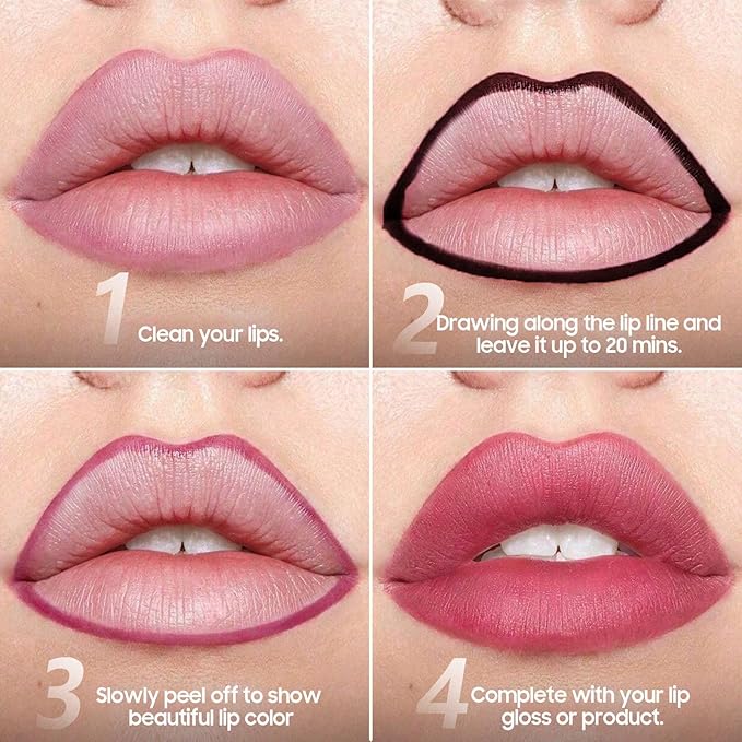 Lip Stain Peel Off - Lip Liner Waterproof, Lip Liner Stain Transfer Proof & Plumping, Moisturizing Non-Stick Cup Matte Finish Stay On All Day, Mauve Color-VivaGrace Women