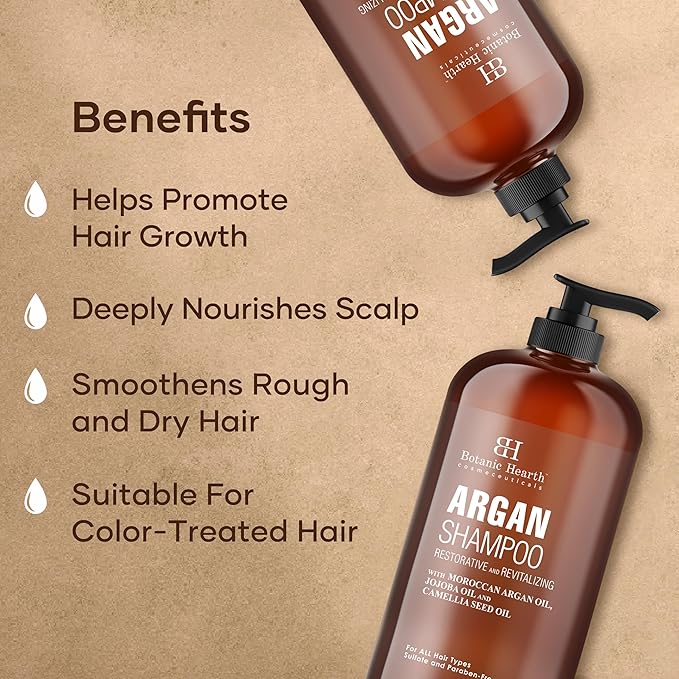 Botanic Hearth Argan Shampoo, Hydrating & Volumizing, Sulfate & Paraben Free, All Hair Types & Color Treated Hair, Men and Women 16 fl oz-VivaGrace Women