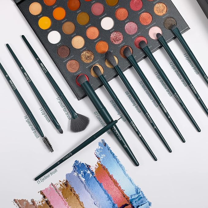 DUcare Makeup Brushes Set 17 Pcs with Brush Cleaning Mat and Makeup Sponge Professional Face Powder Eye Shadow Powder Liquid Cream Kit Gift Box-VivaGrace Women