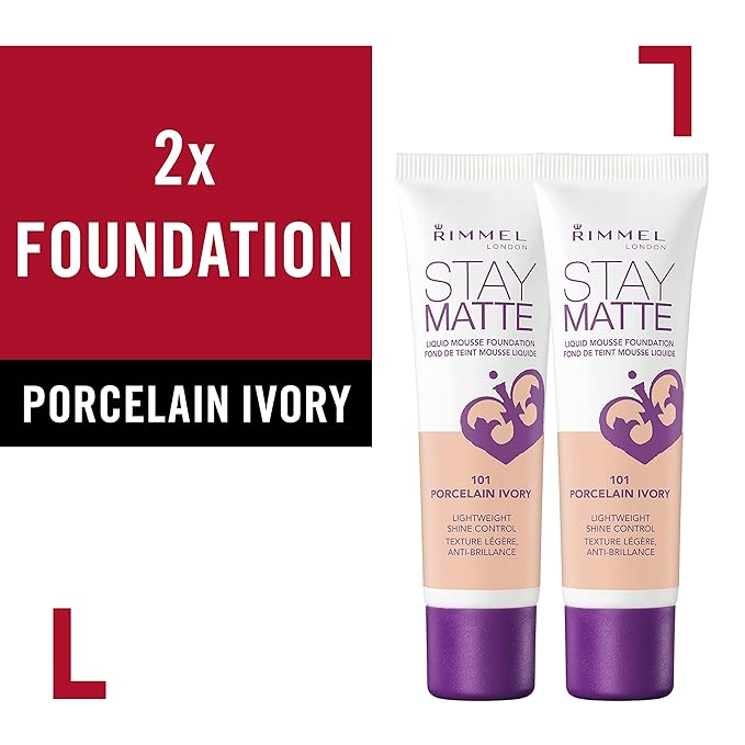 Rimmel, Stay Matte Foundation, Porcelain Ivory , 2 Count (Pack of 1)-VivaGrace Women