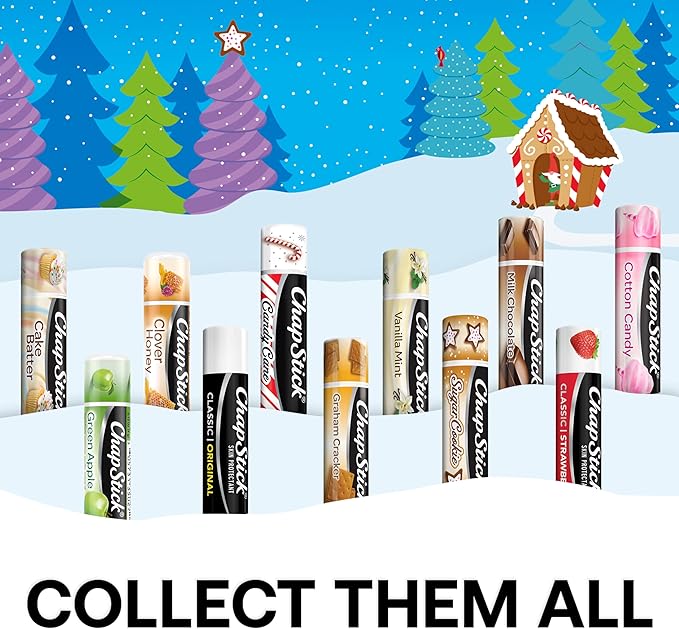 ChapStick 12 Days of Holiday Advent Calendar Lip Balm Gift Set - 0.15 Oz-VivaGrace Women