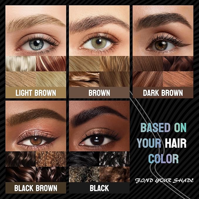 Curved Microblading Eyebrow Pencil, Eyebrow Pen 2-in-1 Dual-Ended Eyebrow Pencil with 2-Fork-Tip and Single Tip Creates Natural Eyebrows Waterproof Long-lasting(Light Brown)