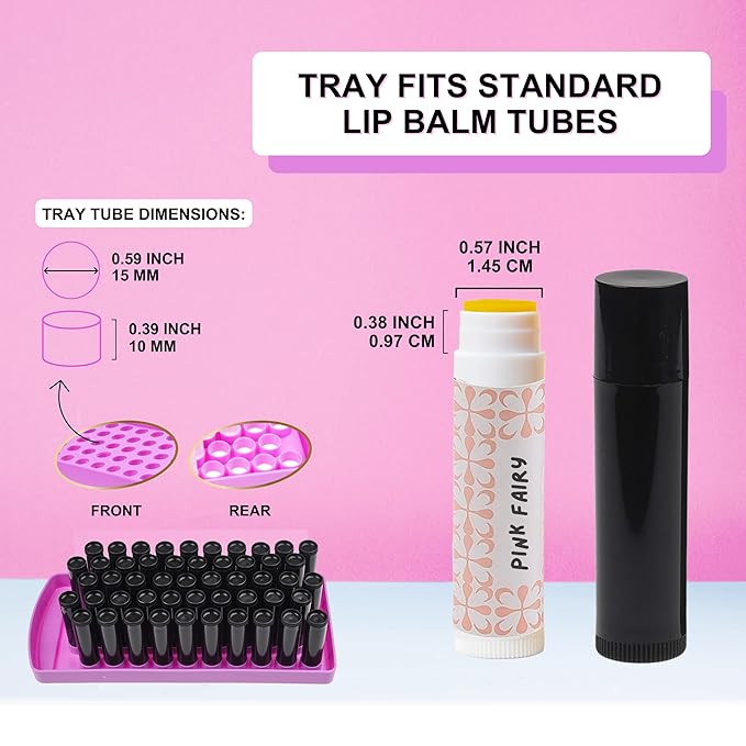 Lip Balm Filling Tray Kit - 1x Filling Tray, 1x Spatula, 50x Lip Balm Tubes (Black), 50x Writable Sticker (3 colors), 50x Printed Stickers (Transparent) - DIY Homemade Lip Balm - Gift Idea-VivaGrace Women