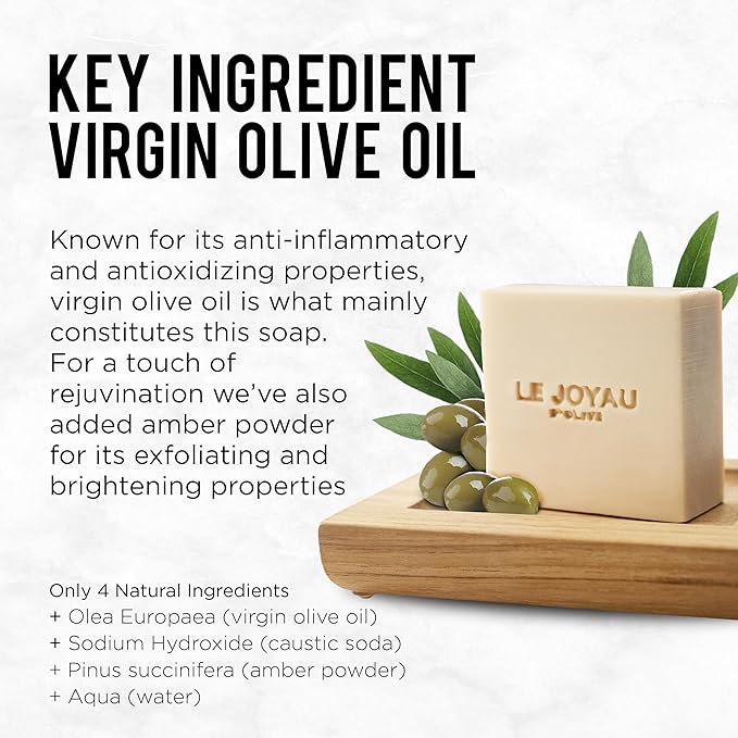 LJO Naturally Made No Perfume Soap | Enriched with Essential Oils | Handmade with 4 All-Natural Ingredients | Amber Eternal | Great as a Gift | Designer Soap For Men & Women | Pack of 1