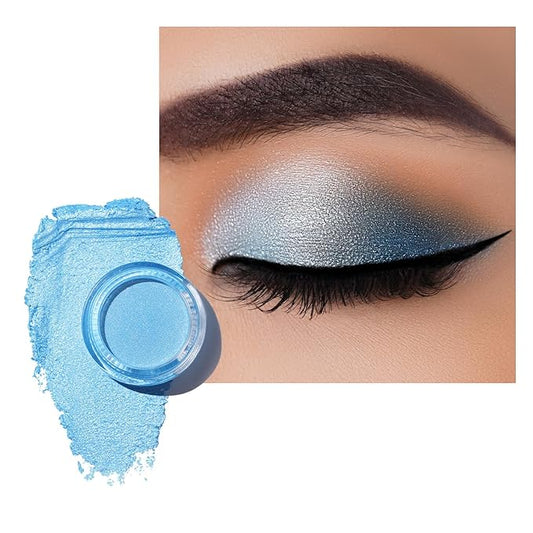 Oulac Blue Cream Eyeshadow also for Highlighter Large Capacity Highly Pigmented Eye Shadow Waterproof &Long Lasting with Moisturizing Formula. Shimmer Glitter Eye Makeup. 6g.(02)-VivaGrace Women