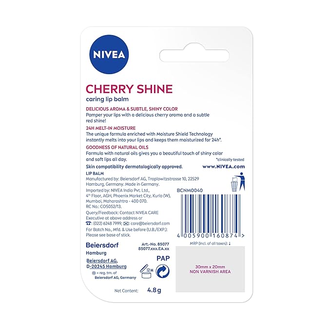 Nivea Lip Care Fruity Shine Cherry, 4.8gm-VivaGrace Women