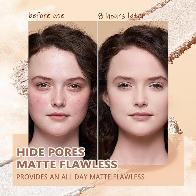 Oil Control Face Pressed Powder,Matte Smooth Flawless Setting Powder Makeup,Waterproof Long Lasting Finishing Powder,Cruelty Free Lightweight Face Cosmetics,0.35Oz(WHITE)-VivaGrace Women