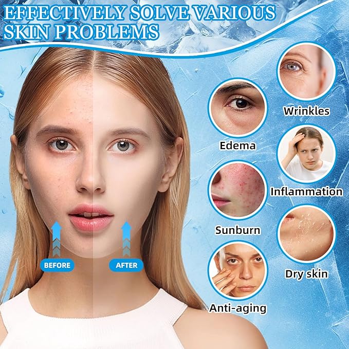 Ice Face Roller Massager for Face, Reusable Silicone Ice Cube Mold, Facial Beauty Ice Roller, Reduce Puffiness and Dark Circles, Minimize Pores & Improve Skin Texture (Purple)-VivaGrace Women