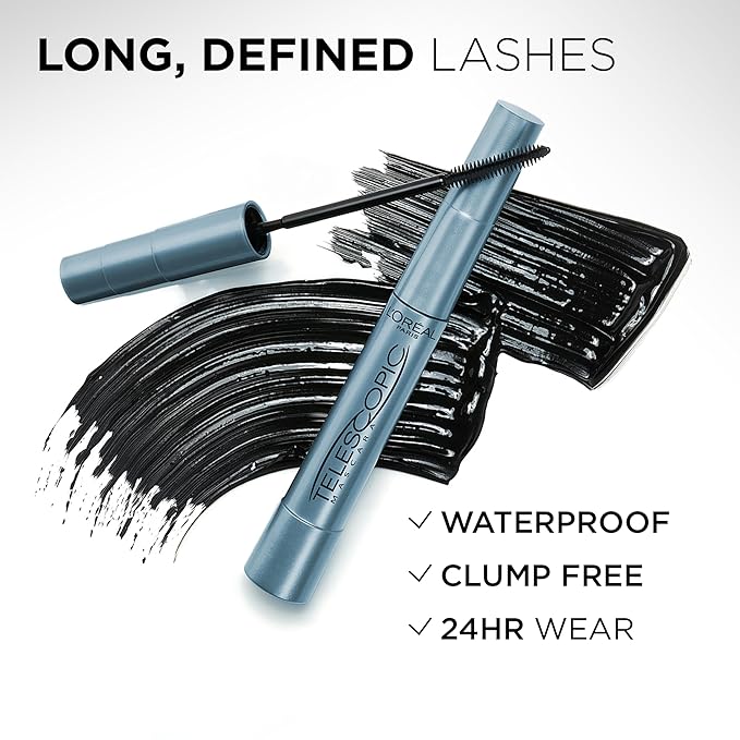 L'Oreal Paris Makeup Original Telescopic Lengthening Mascara, Waterproof Black