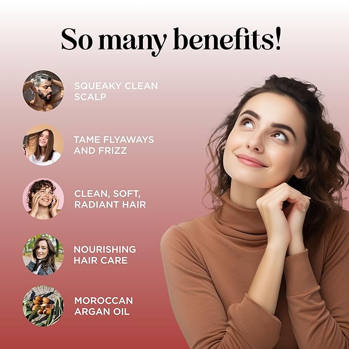 Argan Oil Shampoo and Conditioner for Dry Hair - Paraben and Sulfate Free Shampoo and Conditioner Set for Dry Hair Frizz Curl Care and Split Ends - Moisturizing Argan Shampoo and Conditioner Set-VivaGrace Women