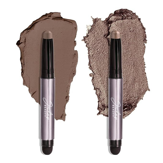 Julep Eyeshadow 101 Crème-to-Powder Waterproof Eyeshadow Stick Duo – Long-Lasting, Crease-Proof, Easy Apply with Built-in Smudger -Taupe Shimmer and Stone-VivaGrace Women