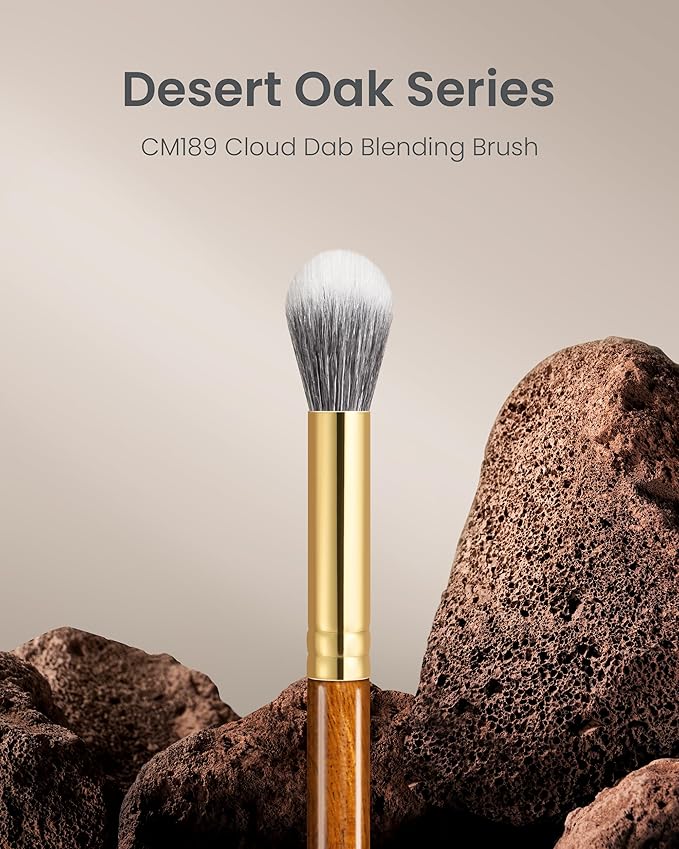 Desert Oak Series Dual Wool Highlighter Brush - Round Dome Goat Hair for Targeted Glow, Powder/Cream Highlight, Bubinga Handle (CM 189)-VivaGrace Women