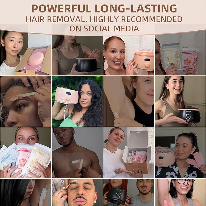 KOTAMU Wax Kit Pink Digital Hair Removal Waxing Kit for Women & Men Hot Wax Warmer Pot for Face, Eyebrow, Body, Brazilian, Bikini, Sensitive Skin Waxing Machine with 25 Accessories for Home Salon-VivaGrace Women