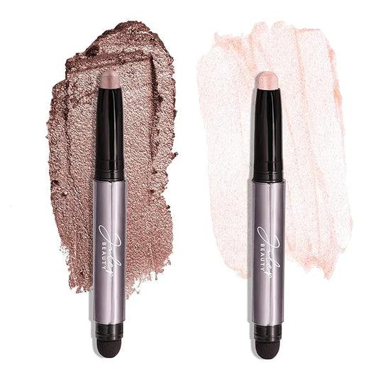 Julep Eyeshadow 101 Crème-to-Powder Waterproof Eyeshadow Stick Duo – Long-Lasting, Crease-Proof, Easy Apply with Built-in Smudger - Blush Pink Shimmer & Mink Mauve Shimmer-VivaGrace Women