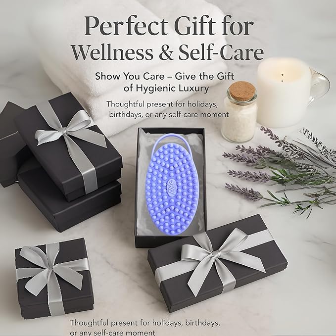 Avilana Silicone Body Scrubber – Gentle Shower Brush & Loofah Alternative- Food Grade & Lab Tested – Fast-Drying, Hygienic, BPA-Free Silicone Body Gentle Exfoliator (Dark Gray, Massage)-VivaGrace Women