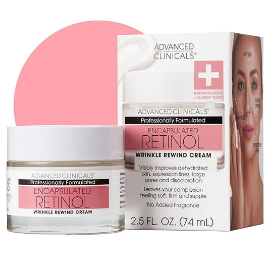 Advanced Clinicals Retinol Cream Face Moisturizer | Encapsulated Retinol Lotion For Face With Ferulic Acid + Vitamin E To Soften Appearance Of Crepey Skin & Look of Fine Lines & Wrinkles, 2.5 Fl Oz-VivaGrace Women