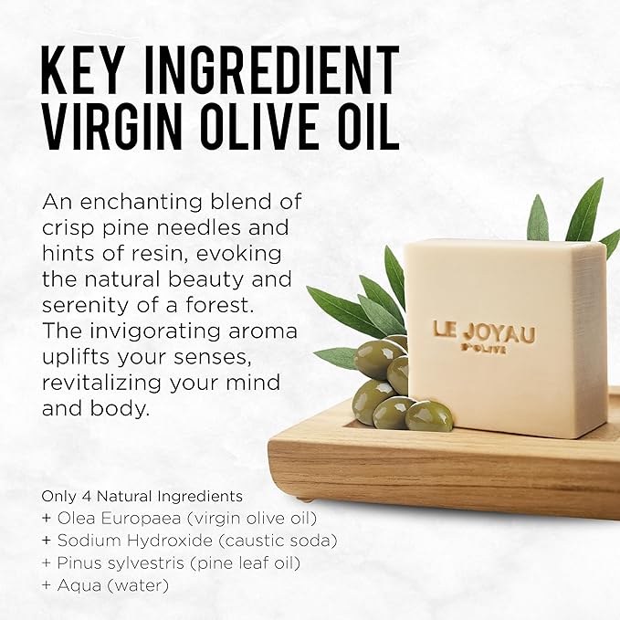 PINE CHARISMA | Handcrafted Luxury Soap Bar Made of Virgin Olive & Pine Leaf Oils | No Synthetics, No Perfumes, No Additives, No chemicals | Cold Saponified and cold Pressed oils | No Titanium Dioxide