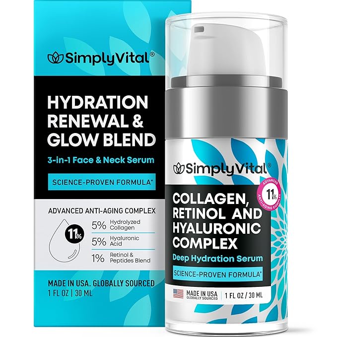 SimplyVital Moisturizer for Neck & Décolleté – With Collagen, Retinol, Peptides & Hyaluronic Acid – Anti-Aging Hydration – Made in USA – 1 fl.oz-VivaGrace Women