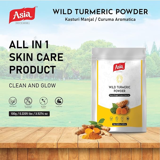 Asia Wild turmeric Powder by Asia | 100g /3.5 Oz | Kasturi Manjal | Curcuma Aromatica |100% Natural – Nothing external added | Preparing Turmeric Face Mask | For Face Packs & Face Mask-VivaGrace Women