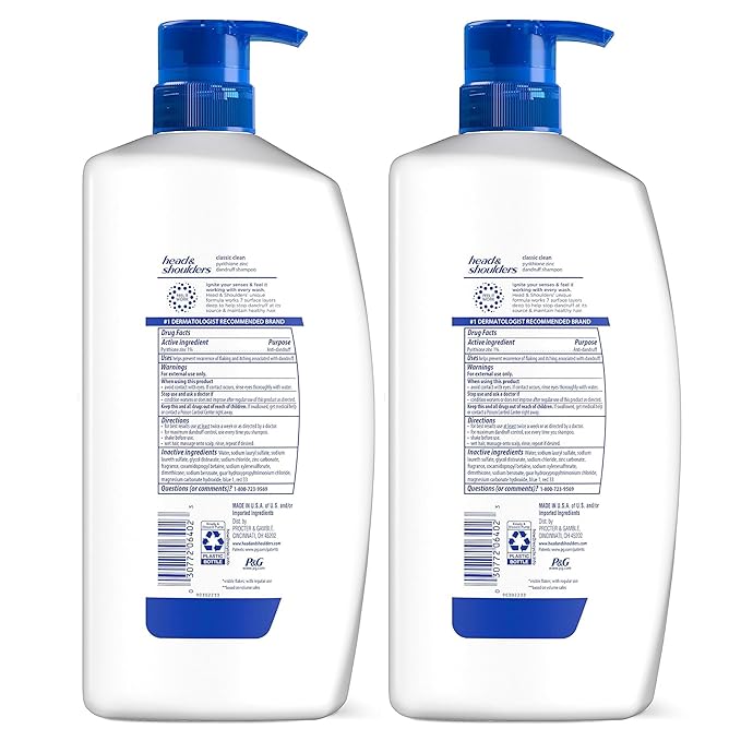 Head & Shoulders Classic Clean Dandruff Shampoo Twin Pack, Anti-Dandruff Daily Use, Paraben-Free, Color-Safe, 32.1 Fl Oz Each (Set of 2)-VivaGrace Women