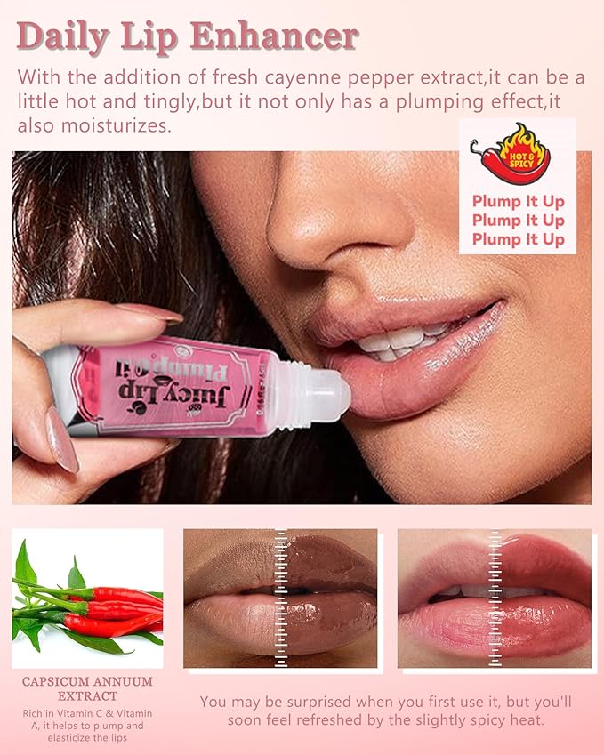 Plumping Lip Oil Kit-3Pcs Hydrating Glossier Tinted Lip Gloss,Long Lasting Lip Plumper and Pout Booster LIpgloss, Moisturizing Non-Sticky Natural Fuller Lip Tint Stain, Makeup Gift for Women-Set B-VivaGrace Women