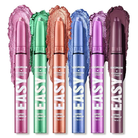 Jolilab Eyeshadow Stick Set, 6 Colors Matte Professional Bright-Colored Contouring and Highlight Stick, Cream Waterproof Long Lasting High Pigmented Eye Shadow(6, Set C)-VivaGrace Women
