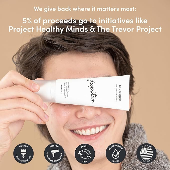 Jupiter Anti-Dandruff Scalp Serum, Leave-On Restoring Serum, for Dry, Itchy, & Oily Scalp, Aloe Vera, & Niacinamide, Color-Safe, Vegan, Cruelty-Free, Paraben, Phthalate, & Sulfate-Free, 3.4 fl oz-VivaGrace Women