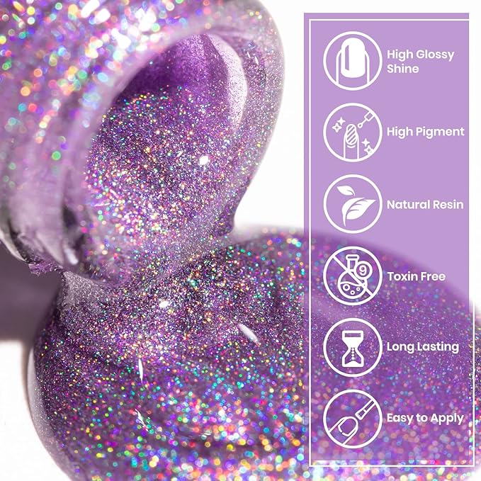 Rainbow Cat Eye Nail Gel Polish Set Sparkle Holographic 9D Cat Eye Gel Polish Laser Glitter Cat Eye Nail Polish Gel Magnetic Gel Soak Off Lamp Gel Varnish Nail Salon Kit (0.24fl oz)