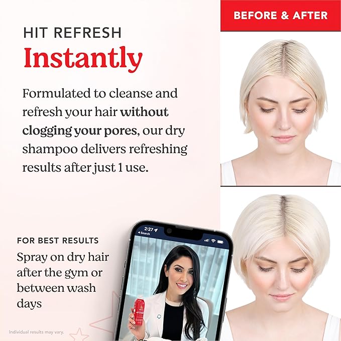HAIRtamin Vitamin Infused Dry Shampoo for Women | Hair Texture Spray that Cleanses & Refreshes | Hair Complex for Healthy Thicker-Looking Hair | Procapil 3% & Vitamins for Scalp Health | Talc Free-VivaGrace Women