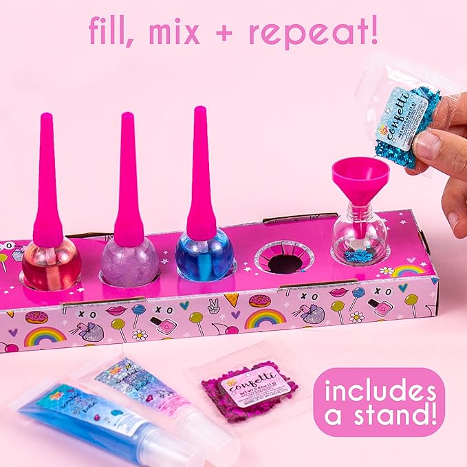 Just My Style Shimmer Pop Lip Gloss, Create 5 Lollipop-Shaped Lip Glosses, Includes Funnel, Empty Lip Gloss Containers, Sweet Lip Gloss Base, Body Glitter & More, DIY Lip Gloss, Multi (208316J)-VivaGrace Women