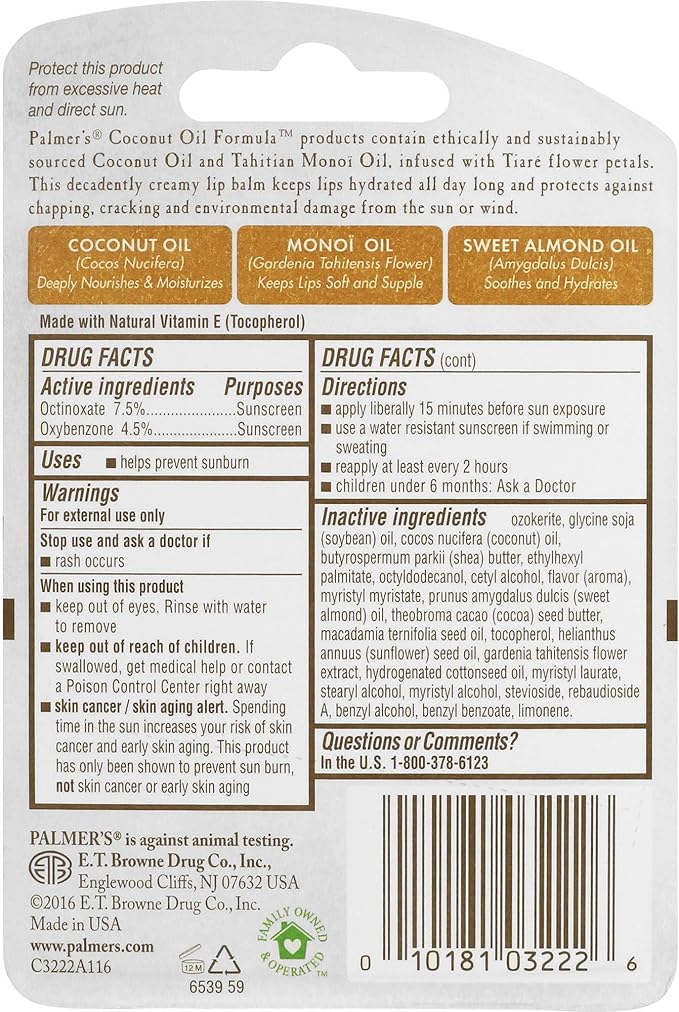 Palmer's Coconut Oil Formula Lip Balm with SPF 15, 0.15 Ounce-VivaGrace Women