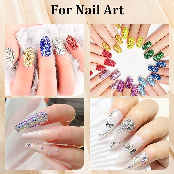 Colorful Face Gems for Makeup Set, Flatback Gorgeous AB+Clear+Mixed-colored Gem with Makeup Glue, Picker Pencil, Makeup Glue, Dual-End Dotting Tool, Tweezer for Eye Body Hair Make-up and Nail Art Deco-VivaGrace Women