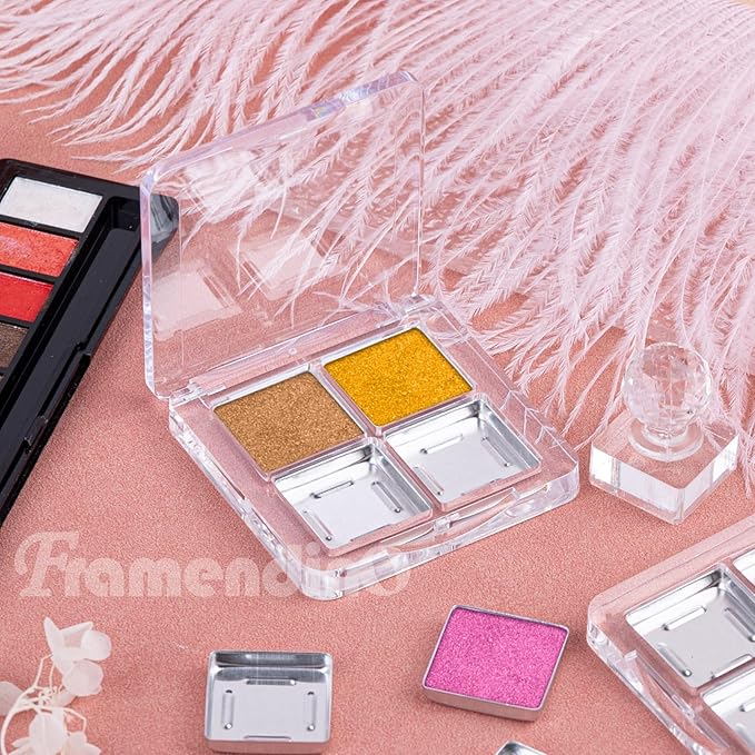 Framendino, 4 Sets Acrylic Empty Eye Shadow Pallet 4 Grids Eye Shadow Storage Case with Acrylic Seal for DIY Craft-VivaGrace Women