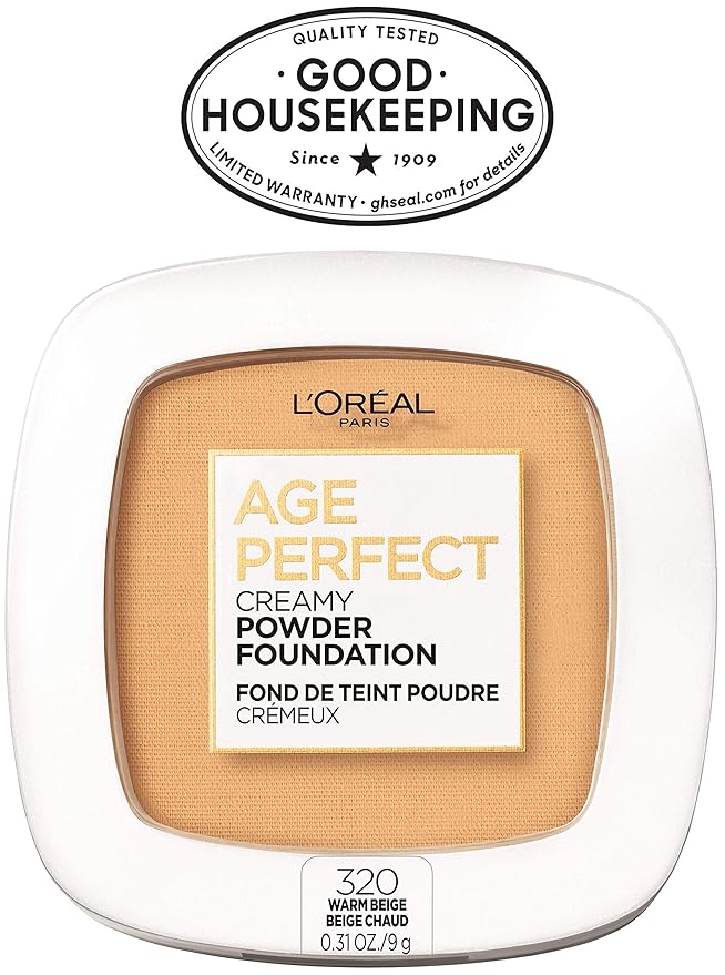 L'Oreal Paris Age Perfect Creamy Powder Foundation Compact, 320 Warm Beige, 0.31 Ounce-VivaGrace Women