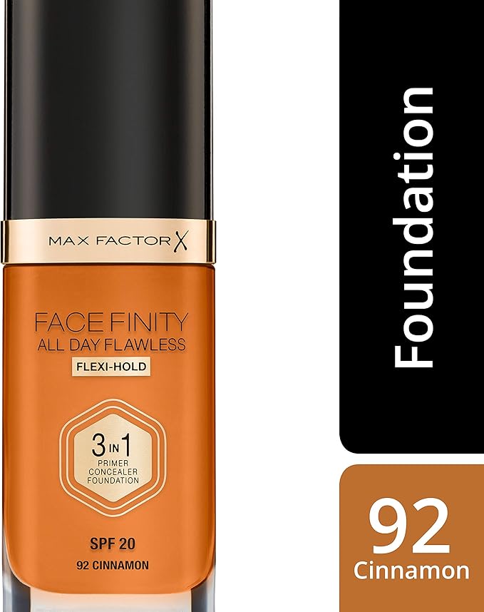 Max Factor Facefinity 3-in-1 All Day Flawless Foundation SPF 20#092 Cinnamon 7.05 Ounce-VivaGrace Women
