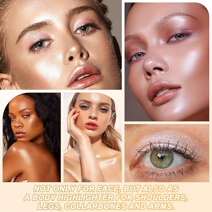 Boobeen Highlighter Makeup Palette, Long Lasting Glow Shimmer Illuminator Contour Powder for Face Radiant Glow-VivaGrace Women