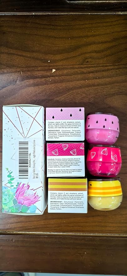 Bee Lip Balm Honey Pot,3 PCS Strawberry&Honey&Watermelon Lip Sleeping Mask,Hydrating Prevention Dry and Cracked Lip Scrubs Exfoliator Lip Care,Moisturizing Lip Mask Overnight Reduces Lip Lines-VivaGrace Women