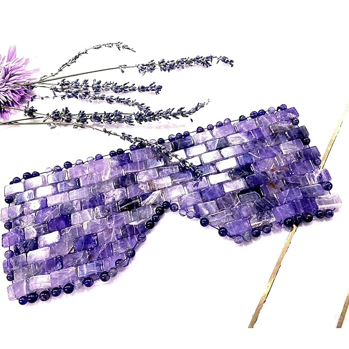 100% Authentic Amethyst Mother's day Gift Set Amethyst Eye Mask Amethyst Jade Roller & Gua Sha Set Facial Mask Instant Puffiness promote relaxation and relief stress.-VivaGrace Women