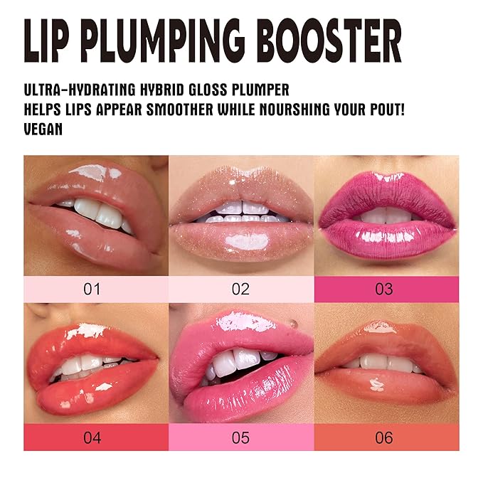 Lip Gloss Plumper Glossy Lip Lipstick, Lifter Gloss, Hydrating, Volumizes, High-Shine, Lip Plumping Lip Glass Mirror Lip Glaze Lip Makeup, Plump And Pout Lip Plumper for Women Girls-VivaGrace Women