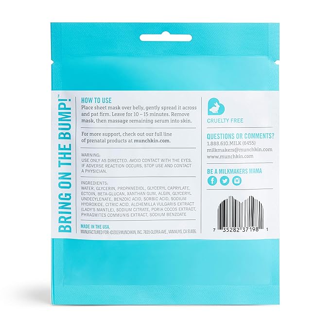 Munchkin® Milkmakers® Belly Mask for Pregnancy Skin Care & Stretch Marks, 3 Sheet Masks-VivaGrace Women