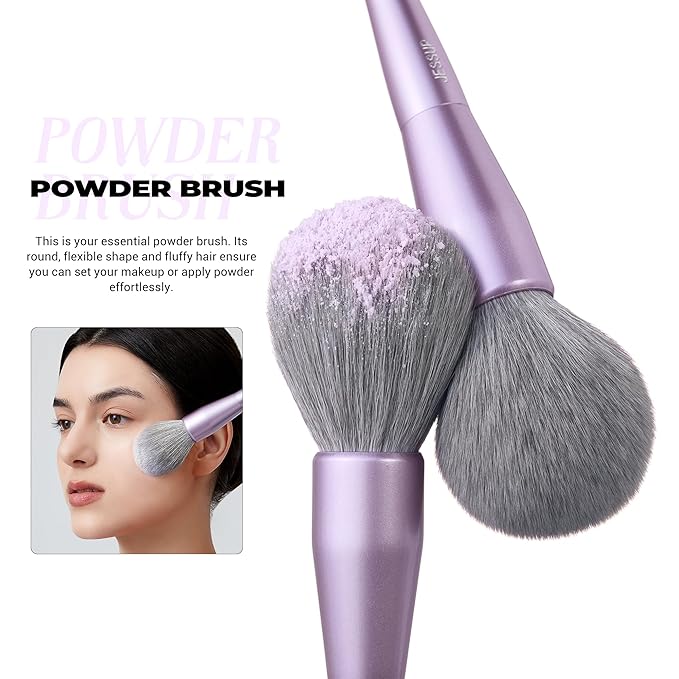 Jessup Makeup Brushes Face 5pcs, Premium Synthetic Make Up Brushes Set for Foundation Contour Blush Highlighter and Powder, Luxury Purple T514-VivaGrace Women