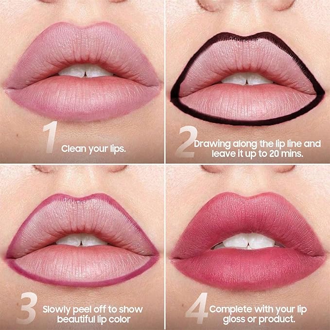 Lip Liner Stain Peel off - Waterproof & Long Lasting Peel Lip Stain Non-Stick Cup, Enhancing Complexion & Nourishing for All Skin Types, Create A Natural Lip Color (Coral, 1 Count)-VivaGrace Women