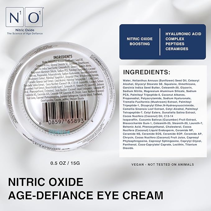 Age-Defiance Eye Cream - Day & Night Moisturizer with Nitric Oxide, Hyaluronic Acid, Complex Peptides, Ceramides - Hydrating Eye Cream for Dark Circles, Wrinkles, Fine Lines, Puffiness - 0.5 oz.-VivaGrace Women