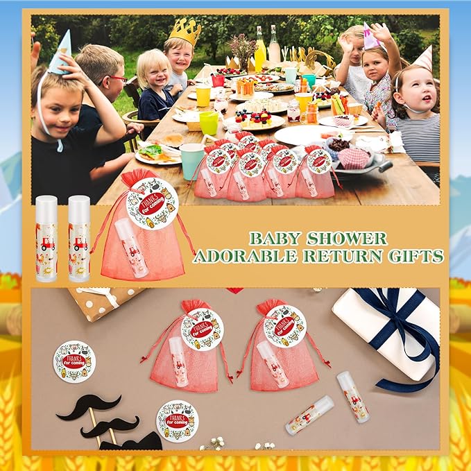Fumete 50 Pack Baby Shower Farm Animals Party Gifts Favors Bulk Lip Balms for Guests Boys Girls Neutral Gender Reveal Favors for Baby Shower Prizes Souvenirs Bags Stuffer Classroom Prizes-VivaGrace Women