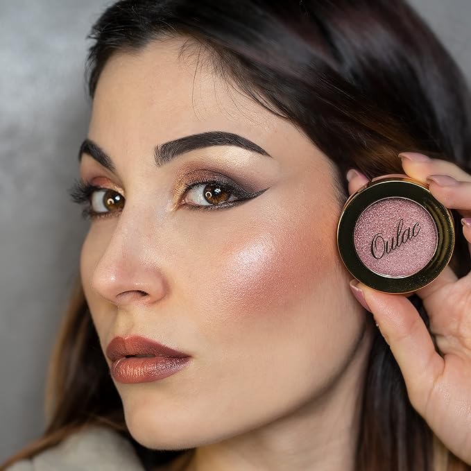 Oulac Shimmer Blush Makeup| 2 in 1 Powdery Blush & Highlighter| Pigmented&Blendable | Shape & Highlight Face| Vegan & Cruelty-Free| 4.8g F02 Love Potion-VivaGrace Women