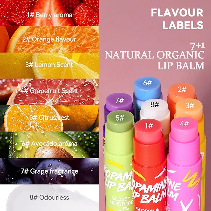 Tinted Lip Balm, Lip Moisturizer For Very Dry Lips, Lip Balm Hydrating, 8pcs Color Lip Balm Set Nourishing Cracked Lips, Lip Tint Lip Care Products Birthday Gifts Set For Teens-VivaGrace Women