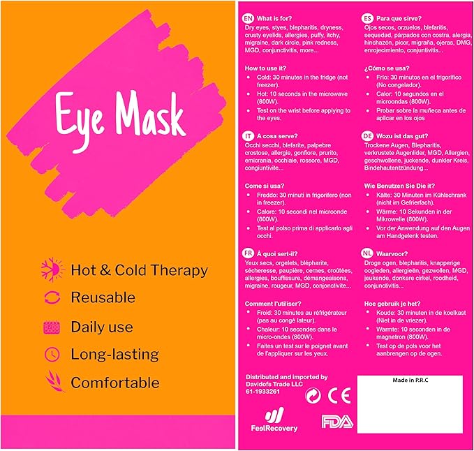 Cooling Gel Eye Mask for Puffy Eyes (8x4 in) - Reusable Cold Compress Pack for Dry Eyes, Tired Eyes, Headaches, Dark Circles - Flexible Golden Gel Beads Hot & Cold Therapy-VivaGrace Women